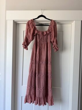 Doen Dusty Rose Maxi Dress with Puff Sleeves
